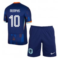 Niederlande Memphis Depay #10 Fußballbekleidung Auswärtstrikot Kinder EM 2024 Kurzarm (+ kurze hosen)